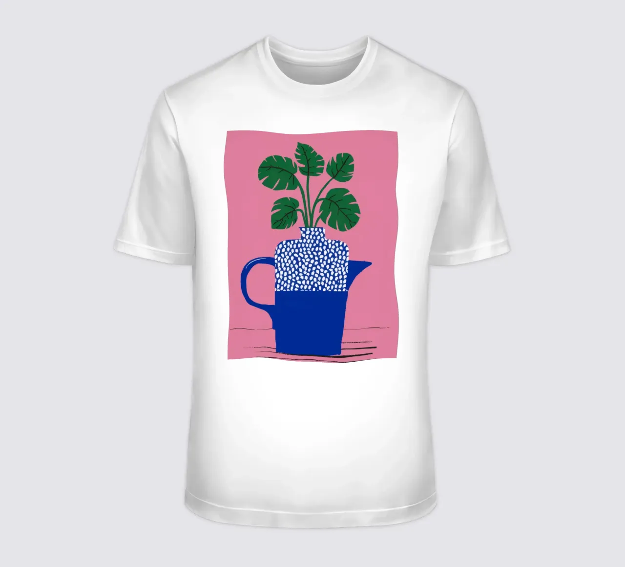 Blaue Polka Dot Pflanze T-Shirt von Muse Artworks