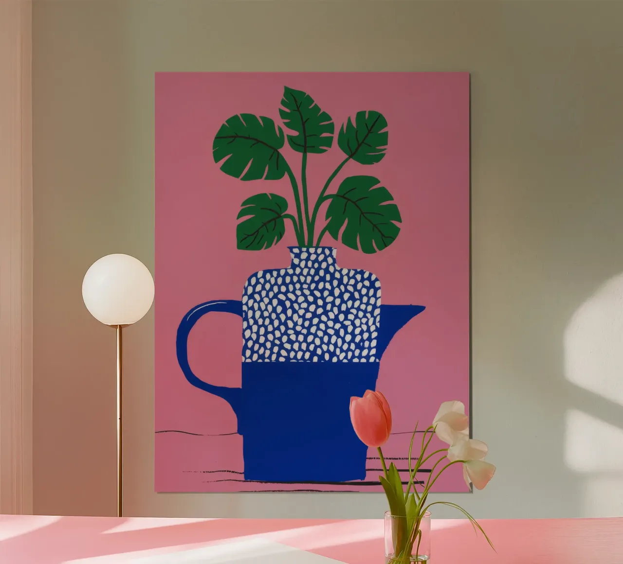 Pianta a pois blu poster con telaio in plastica da Muse Artworks