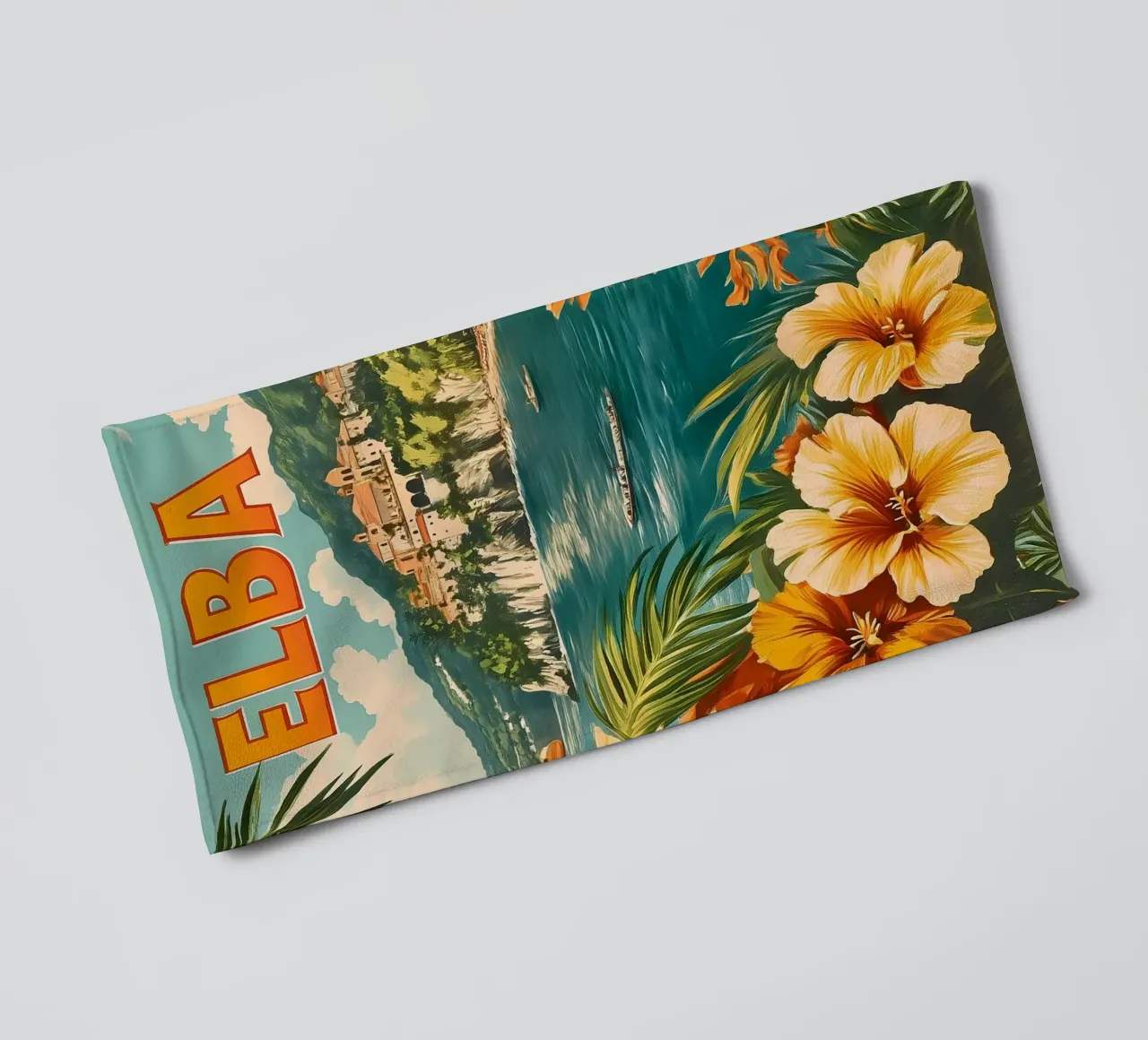 Elba manifesti di viaggio d'epoca asciugamano da bagno da Vintage Travel Art
