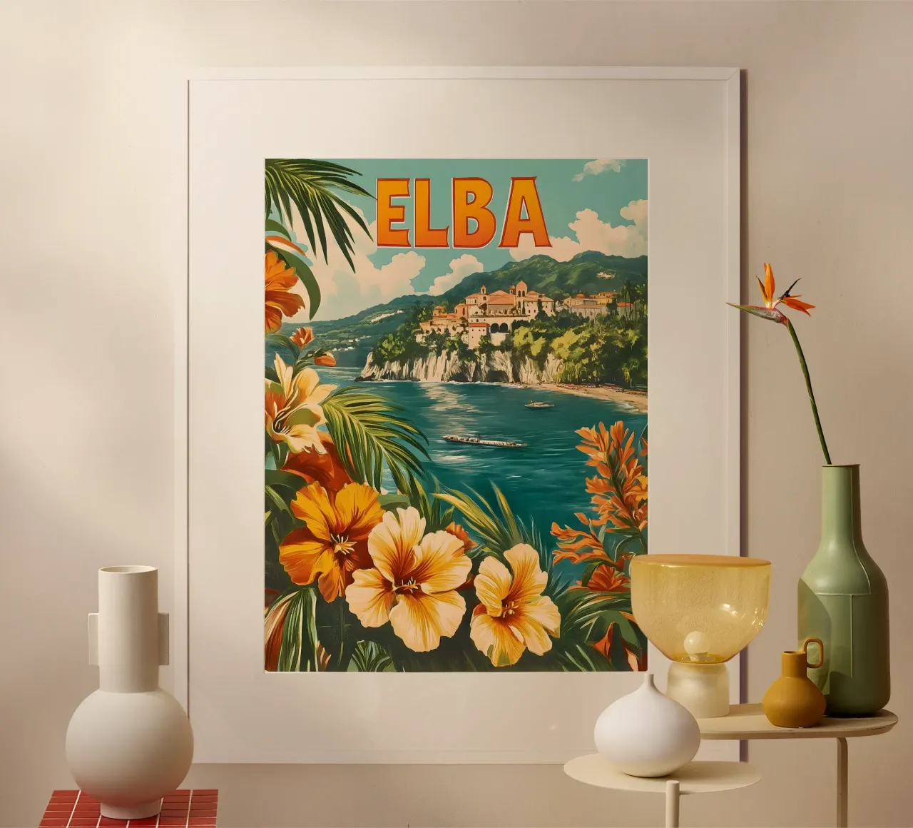 Elba manifesti di viaggio d'epoca poster con telaio in plastica da Vintage Travel Art