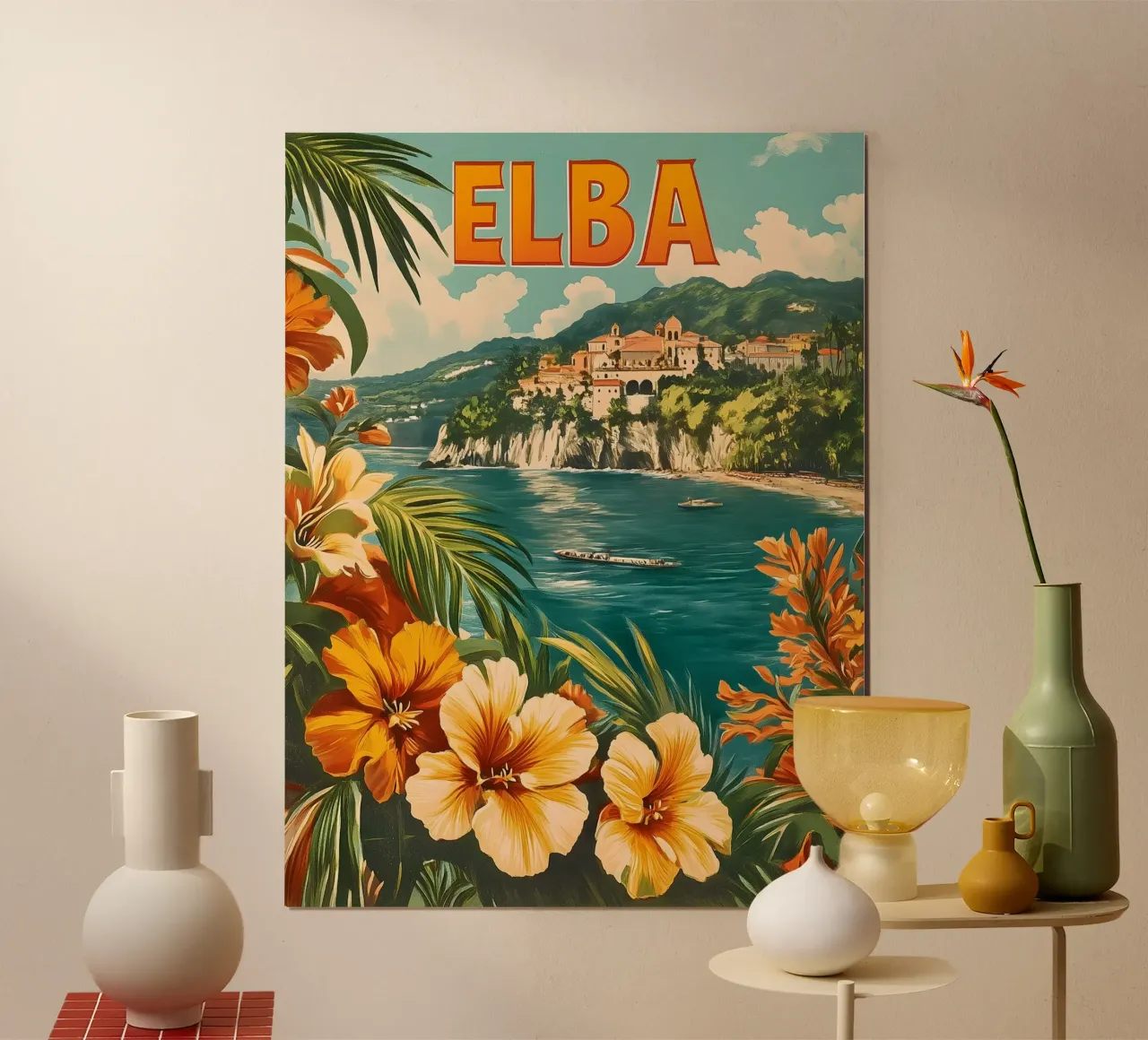 Elba manifesti di viaggio d'epoca poster con telaio in plastica da Vintage Travel Art