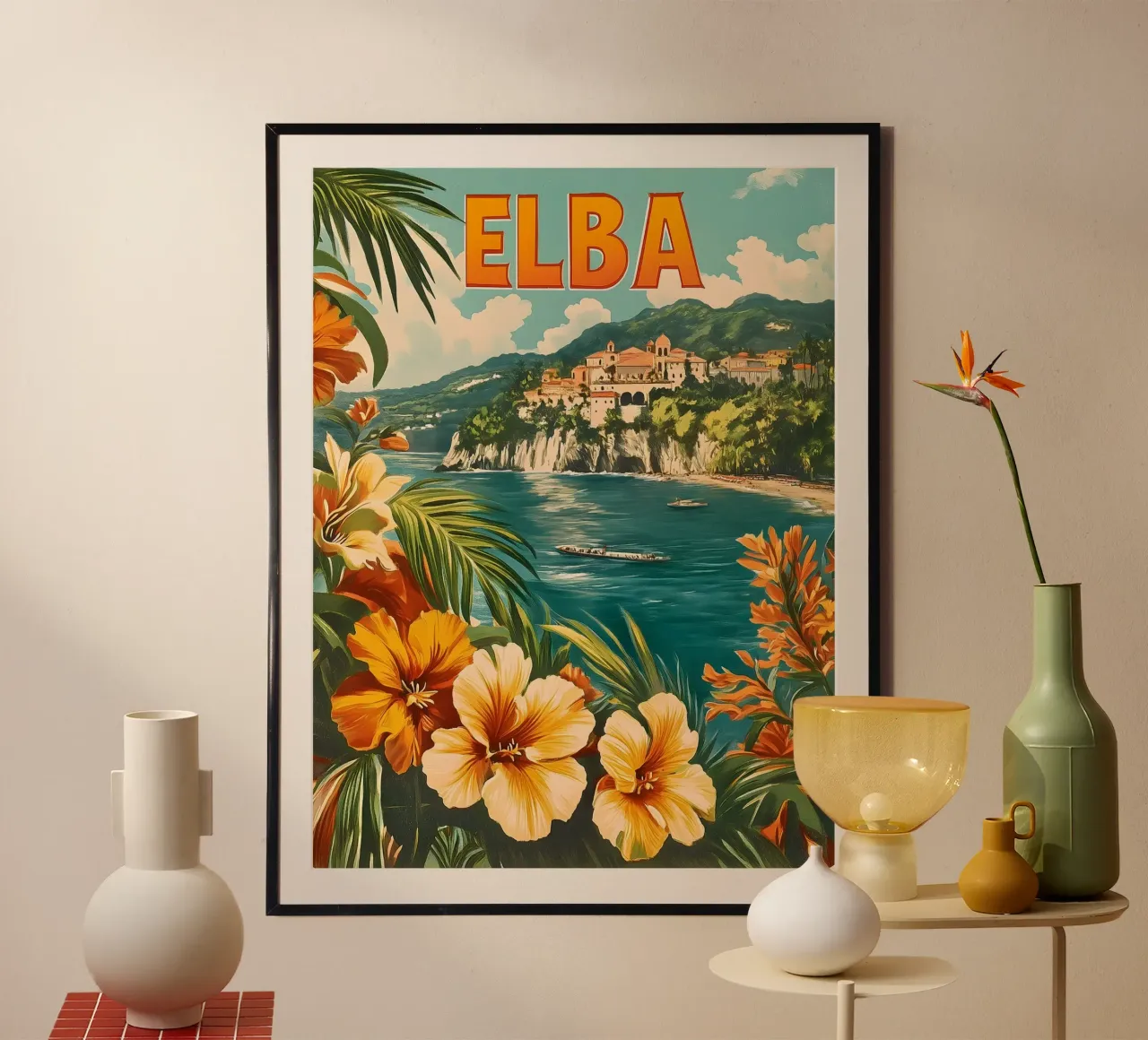 Elba manifesti di viaggio d'epoca poster con telaio in plastica da Vintage Travel Art