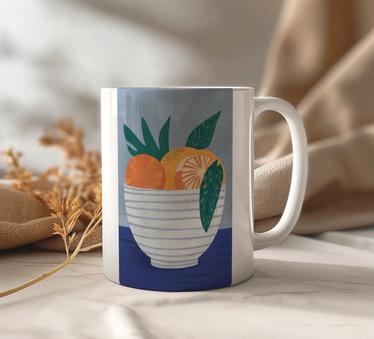Arance a scodella a righe tazza in ceramica da Haven Fantasy