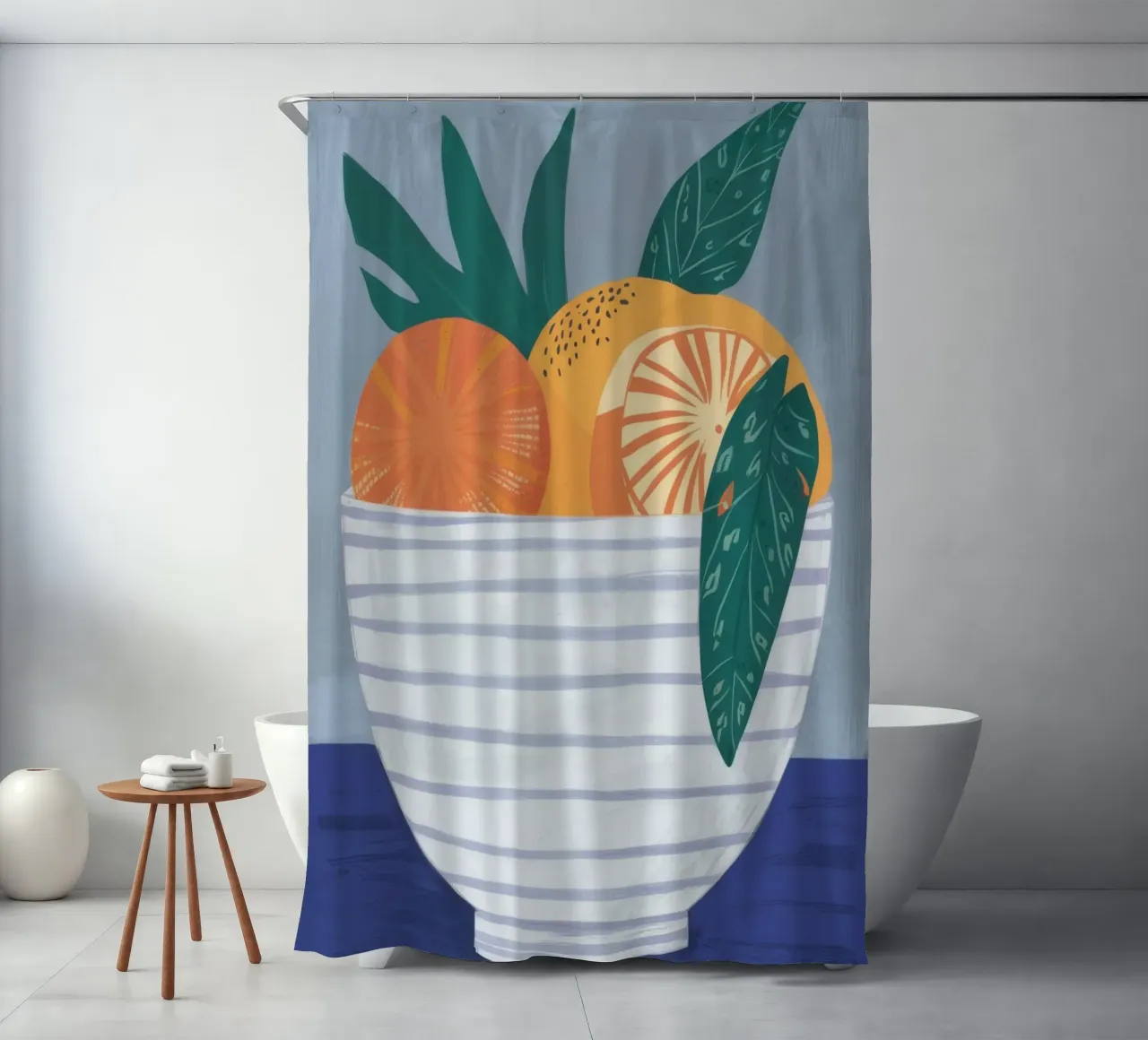 Arance a scodella a righe tenda da doccia da Haven Fantasy