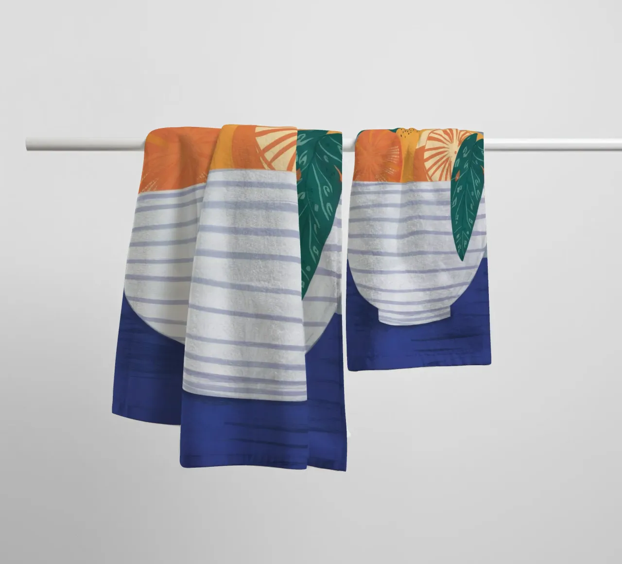 Arance a scodella a righe asciugamano da bagno da Haven Fantasy