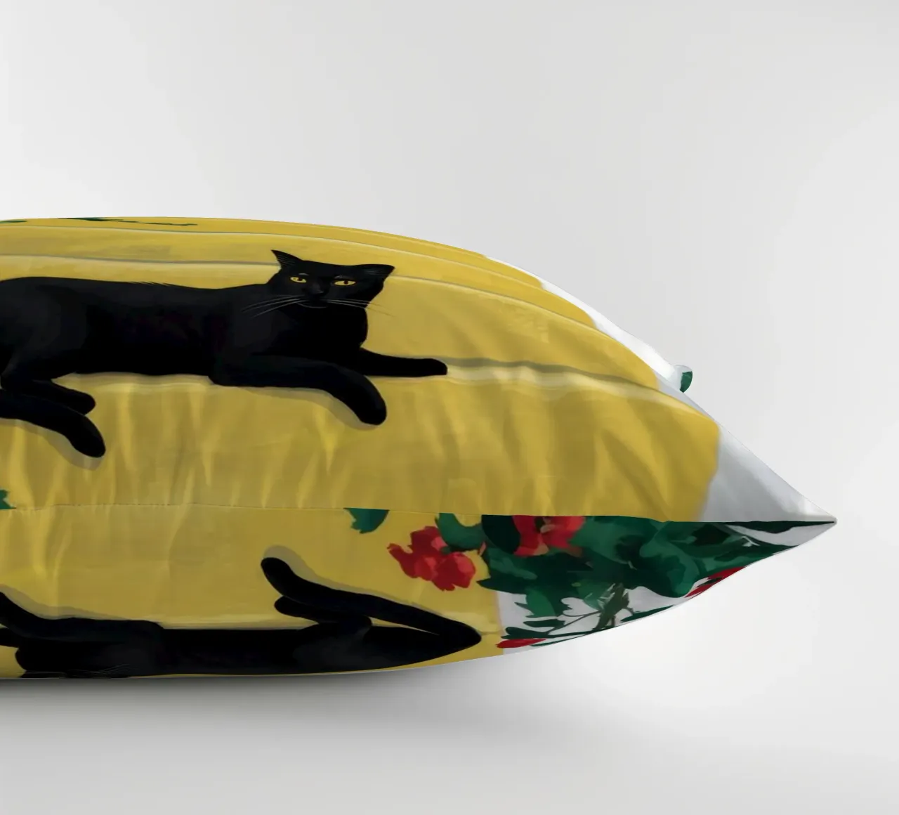 Passi gialli Gatto nero cuscino da FadeAura