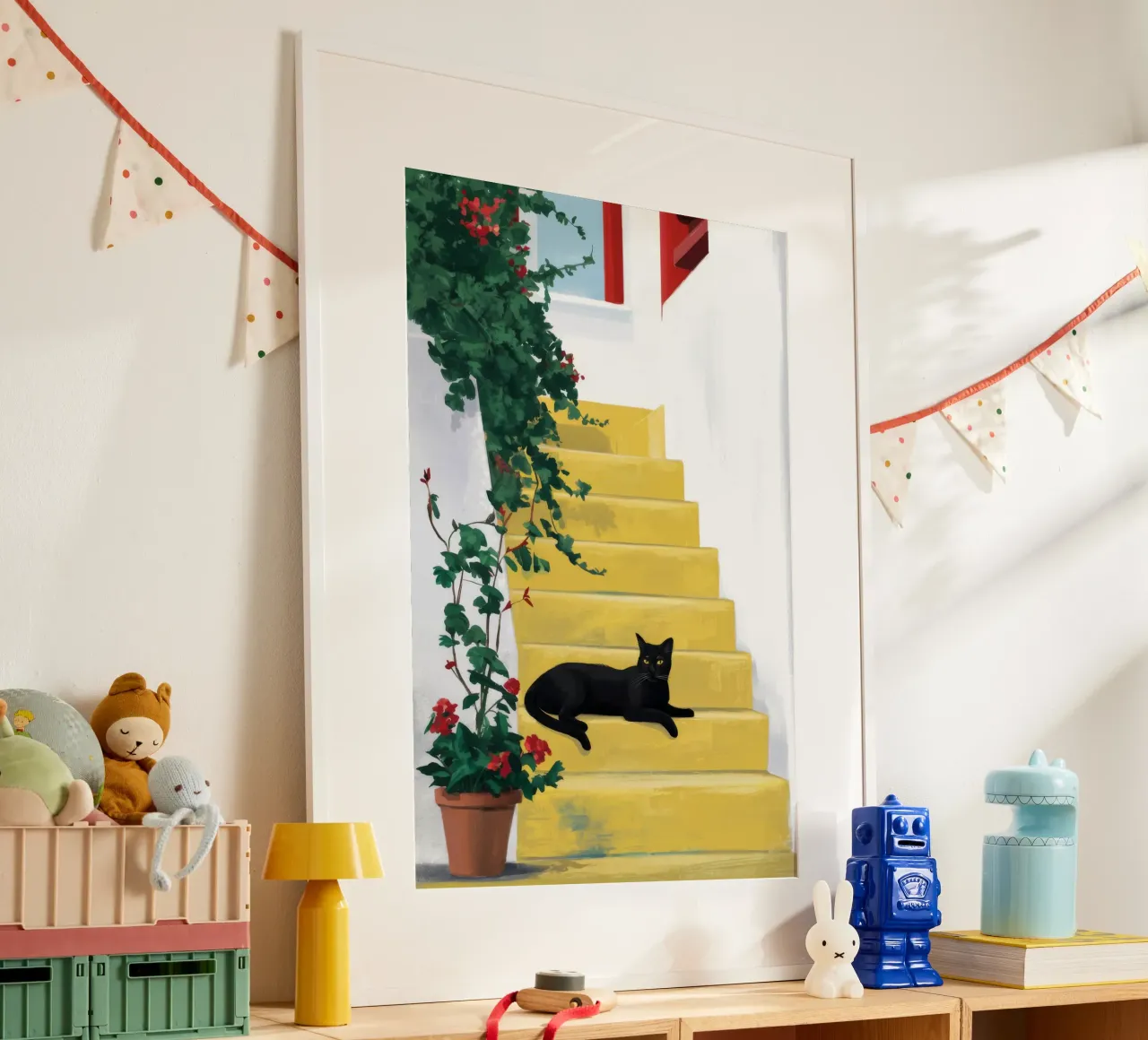 Passi gialli Gatto nero carta hahnemühle da FadeAura