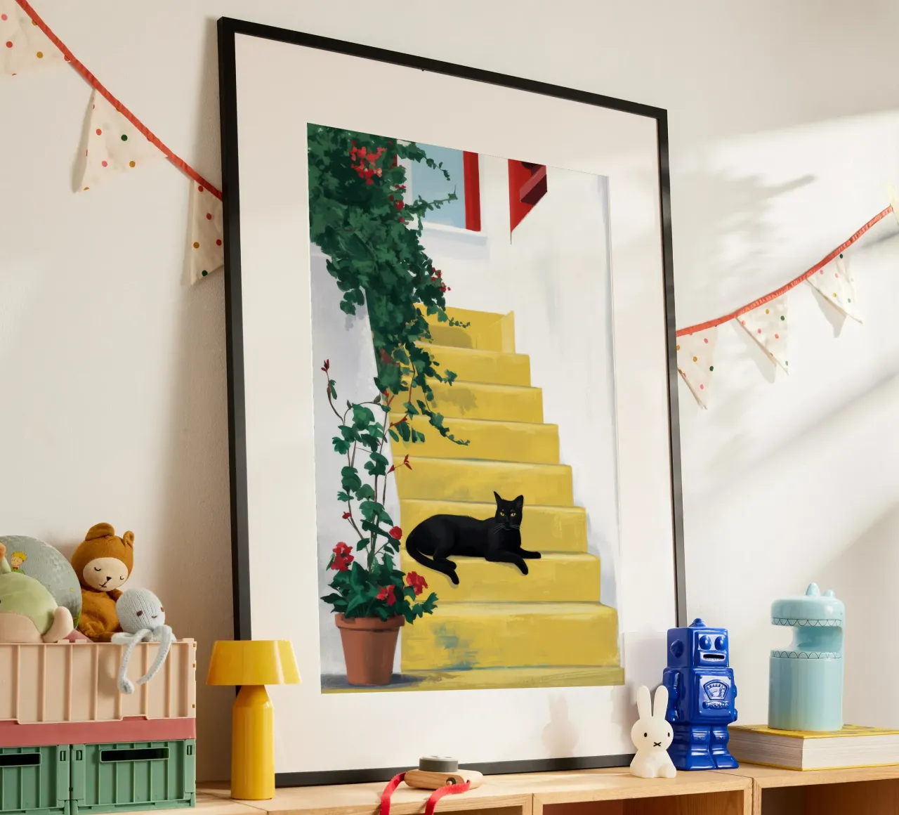 Passi gialli Gatto nero carta hahnemühle da FadeAura