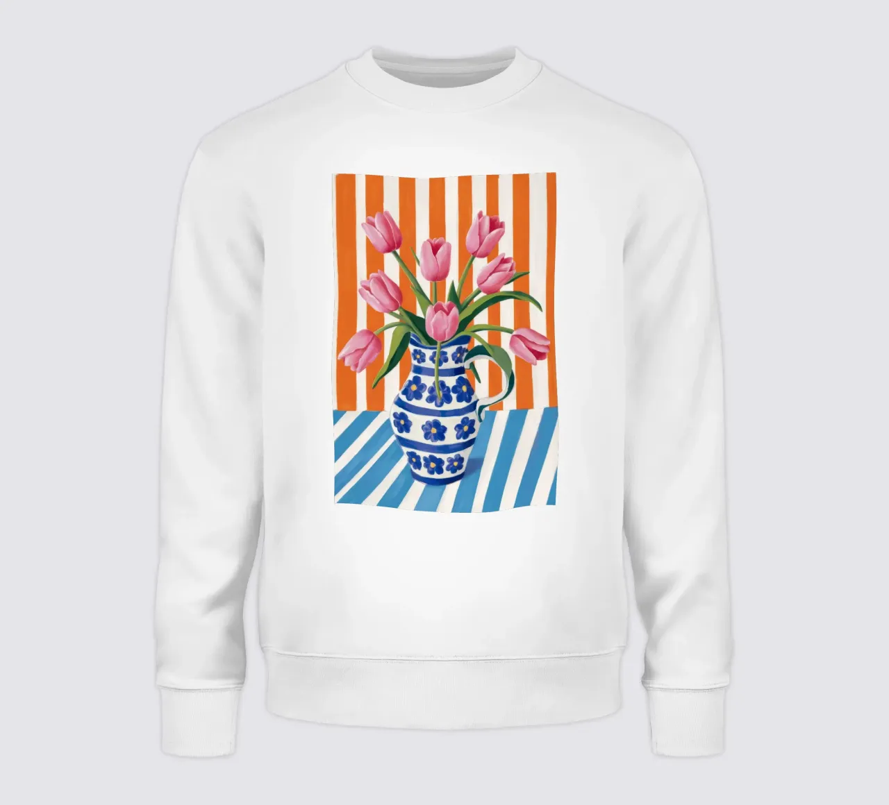 Tulipani in vaso a righe felpa da Haven Fantasy