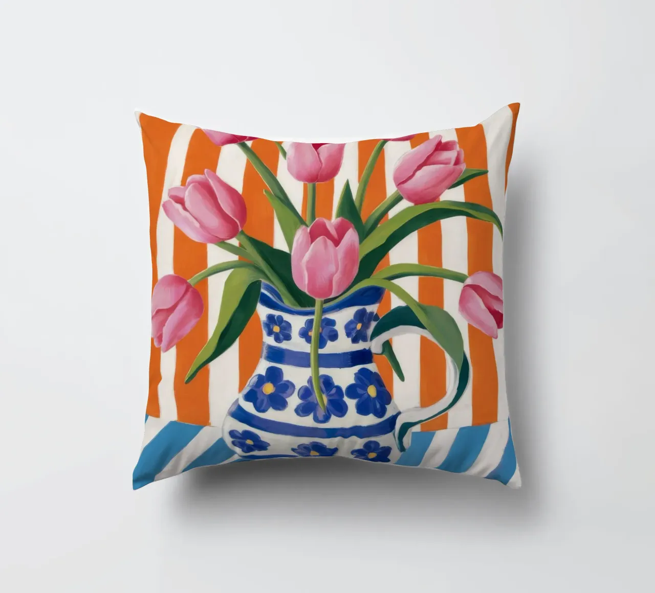 Tulipani in vaso a righe cuscino da Haven Fantasy