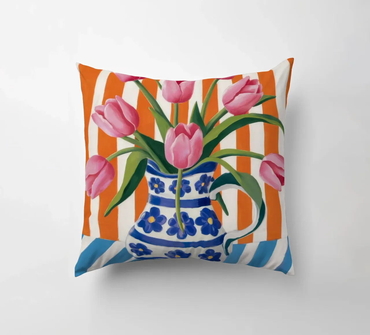 Tulipani in vaso a righe cuscino da Haven Fantasy