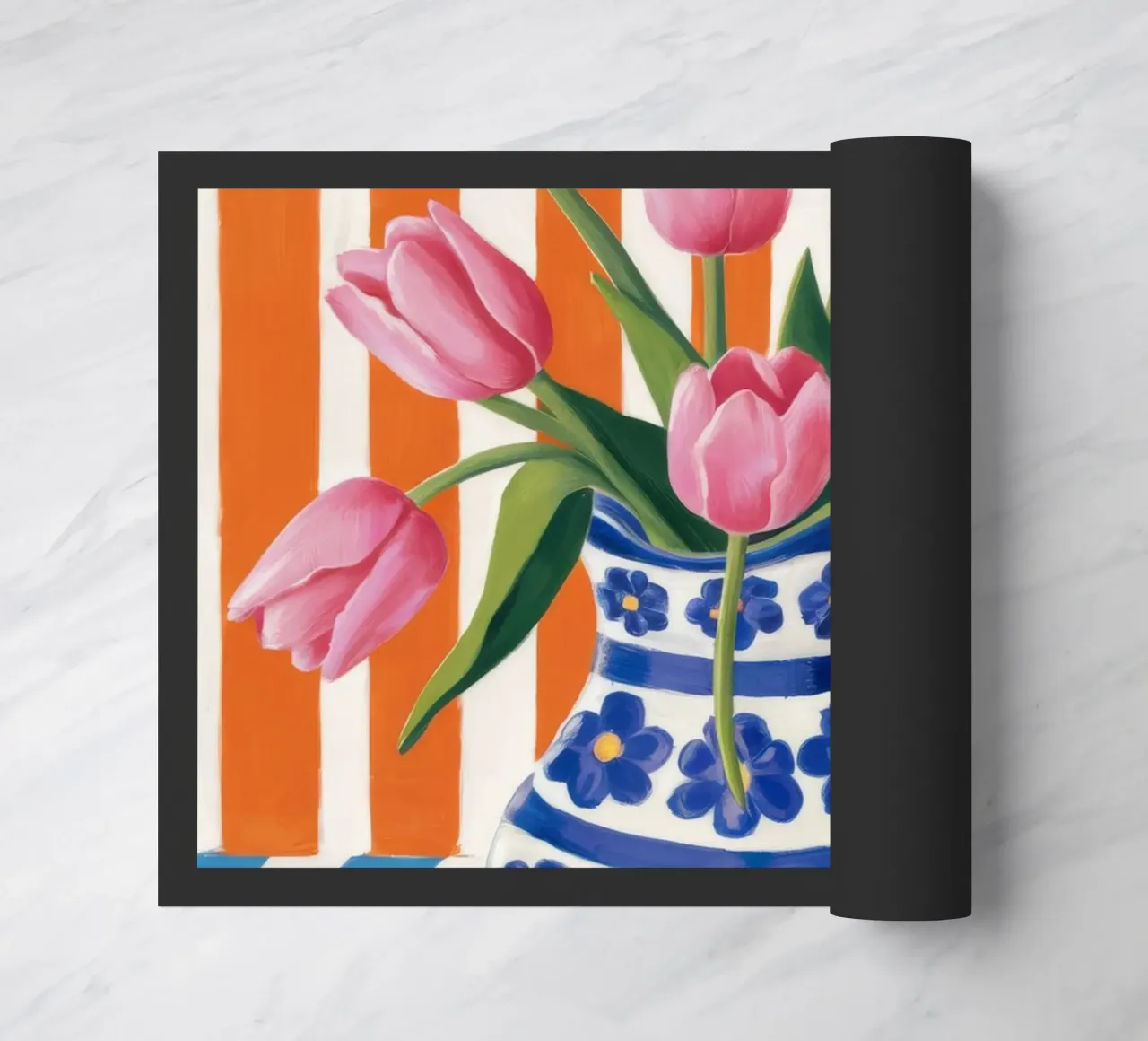 Tulipani in vaso a righe zerbino da Haven Fantasy