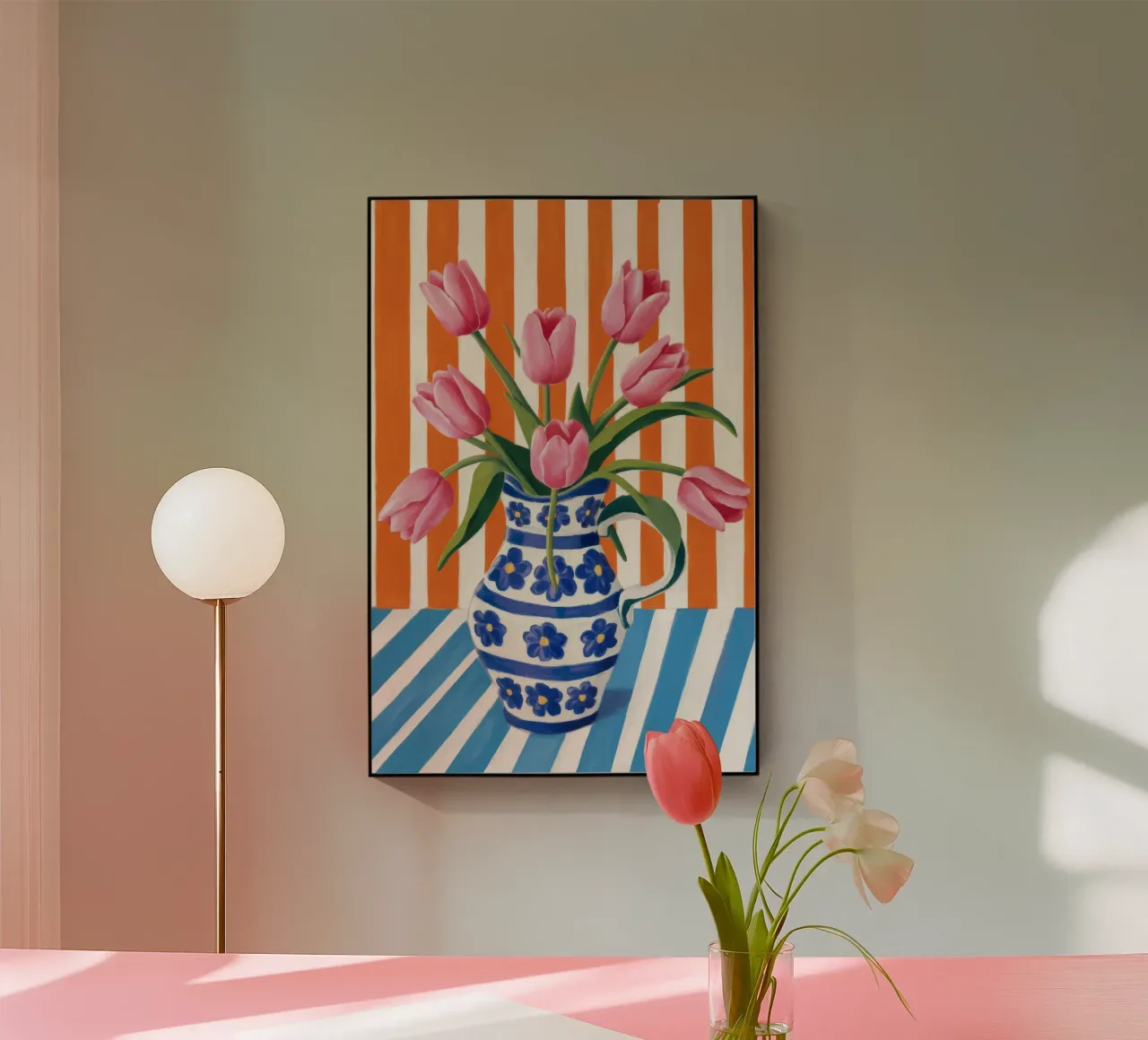 Tulipani in vaso a righe plexiglass da Haven Fantasy
