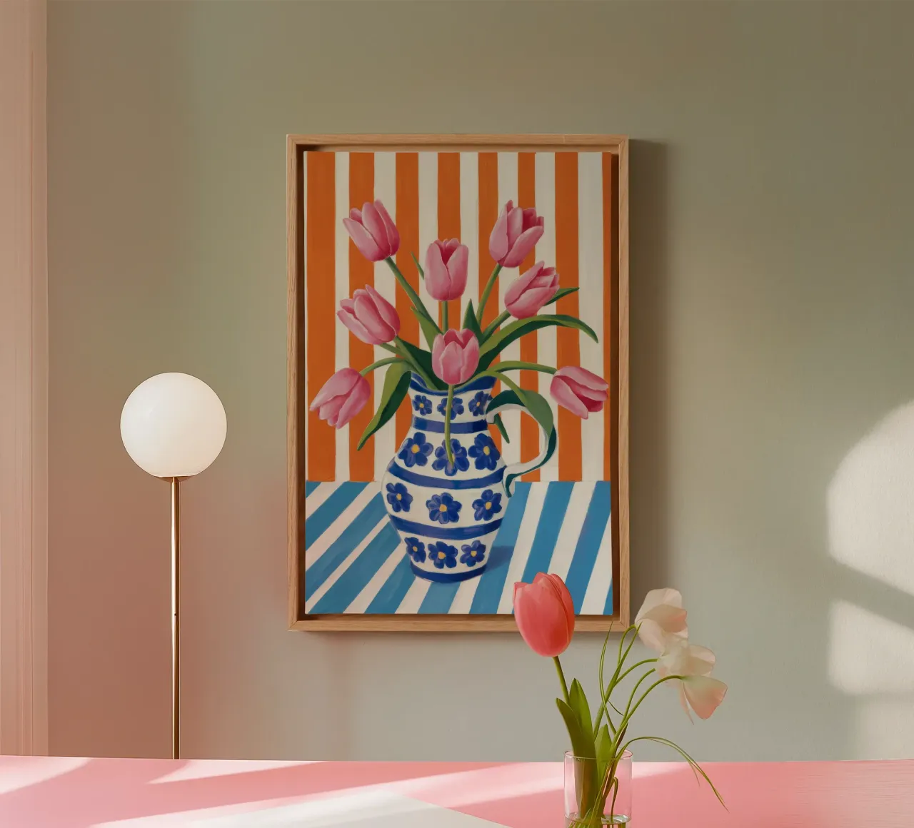 Tulipani in vaso a righe tela da Haven Fantasy