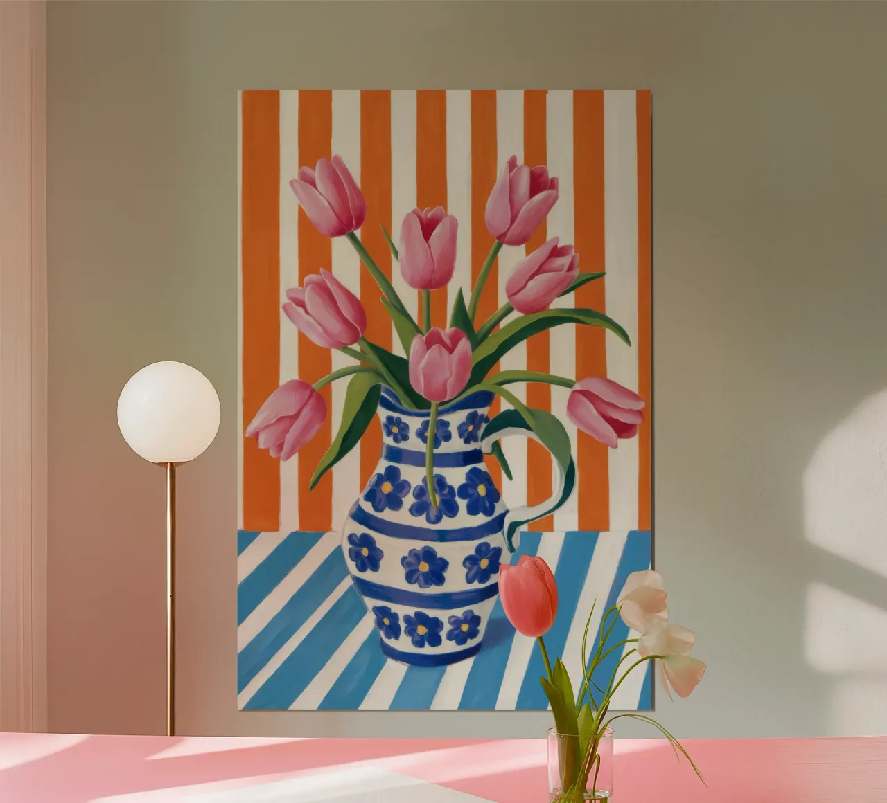 Tulipani in vaso a righe poster da Haven Fantasy