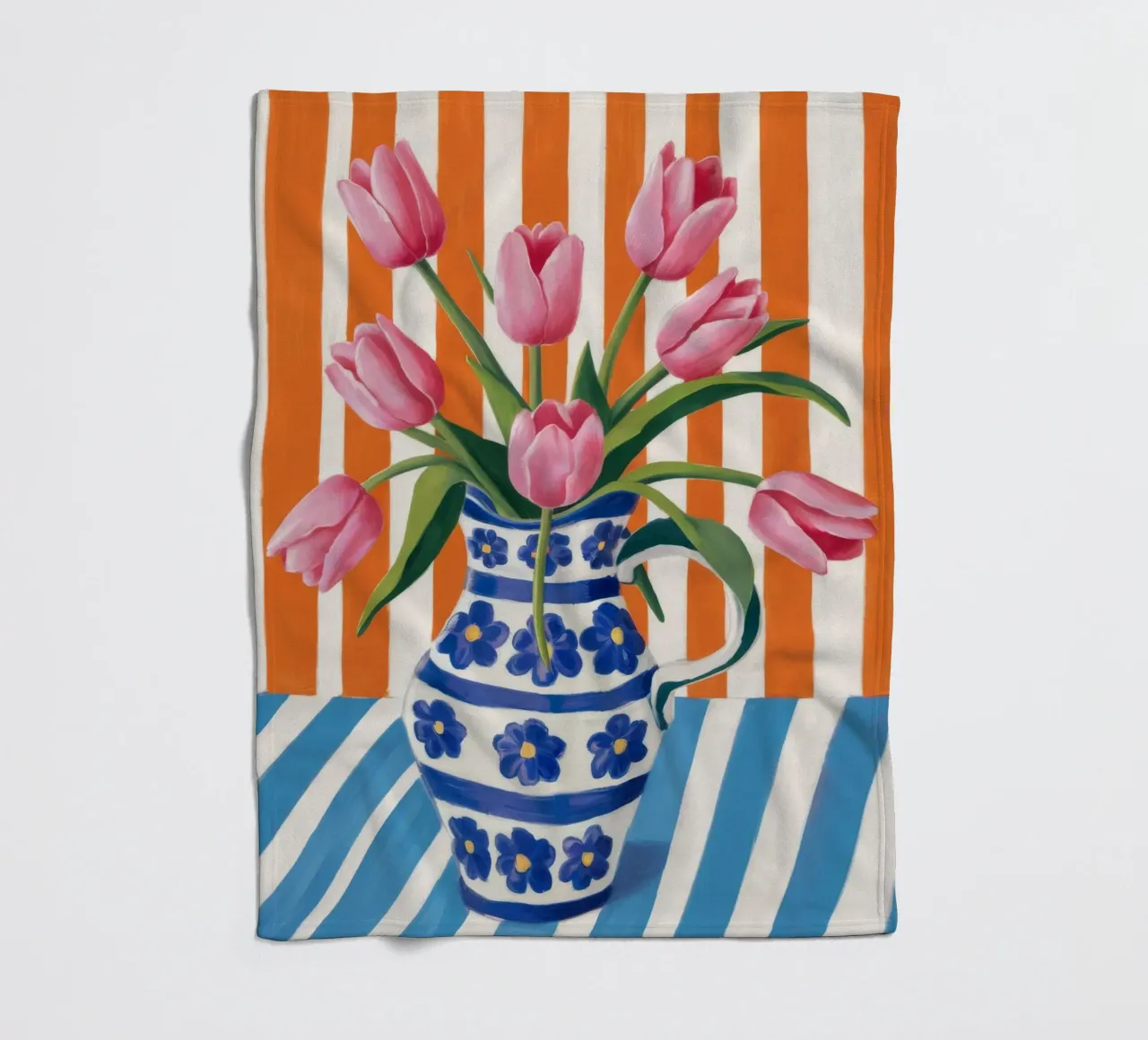 Tulipani in vaso a righe coperta in pile da Haven Fantasy