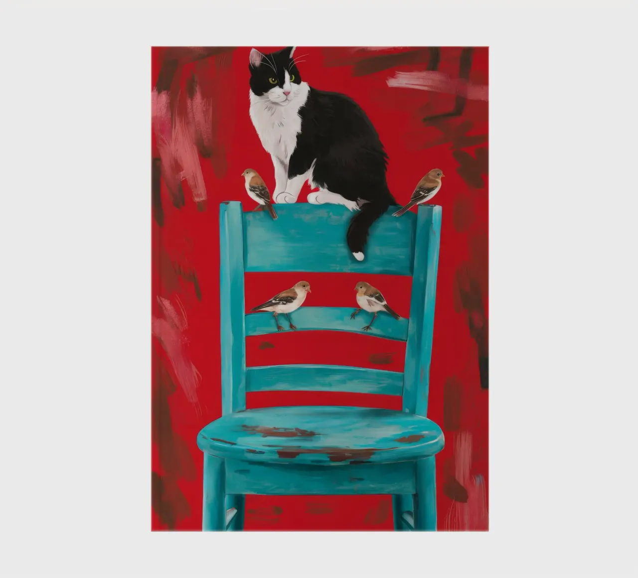 Red Chair Tuxedo Cat notebook by FadeAura