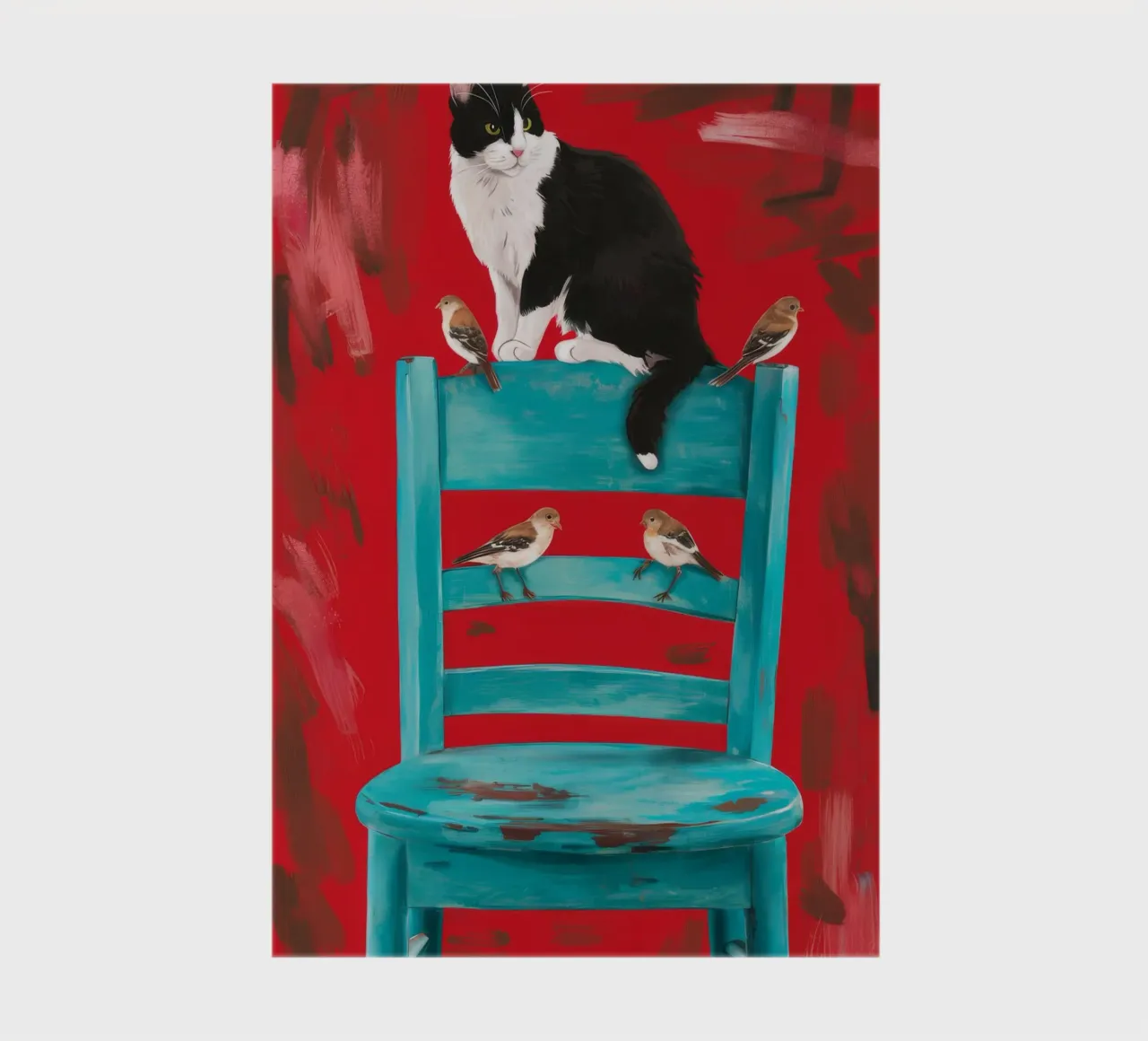 Red Chair Tuxedo Cat notebook by FadeAura