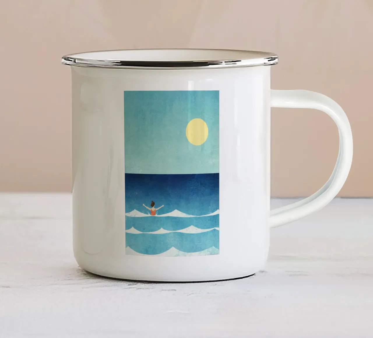 Nuoto in mare II Stampa di Henry Rivers tazza in smalto da Beauty wall