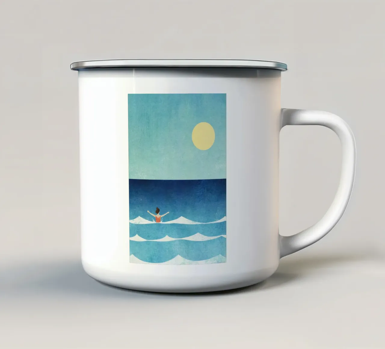 Nuoto in mare II Stampa di Henry Rivers tazza in smalto da Beauty wall