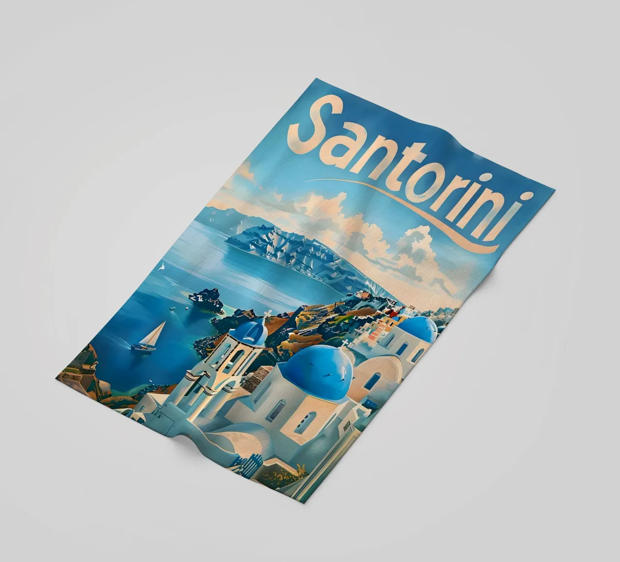 Santorini vintage Reiseposter telo mare da Vintage Travel Art