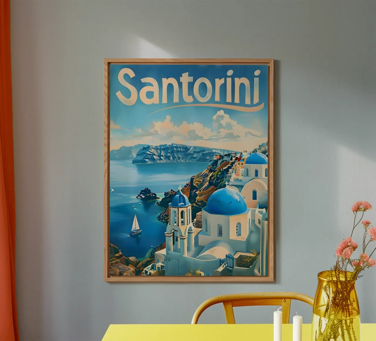 Santorini vintage Reiseposter alluminio dibond da Vintage Travel Art