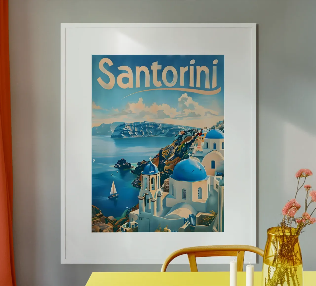 Santorini vintage Reiseposter carta hahnemühle da Vintage Travel Art