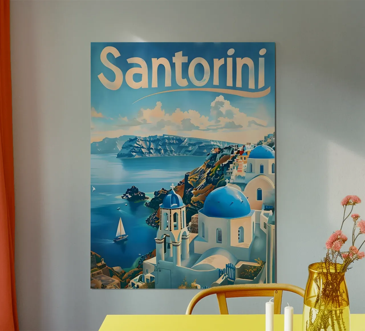 Santorini vintage Reiseposter carta hahnemühle da Vintage Travel Art