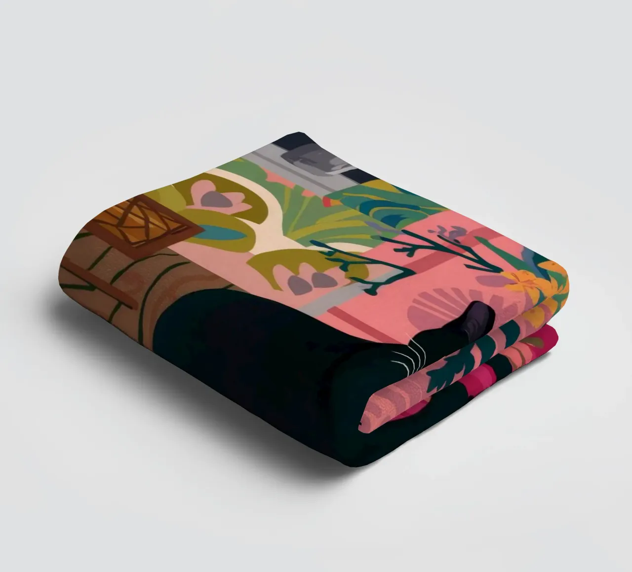 Skull and Cat Stillness towel by Stone Decade