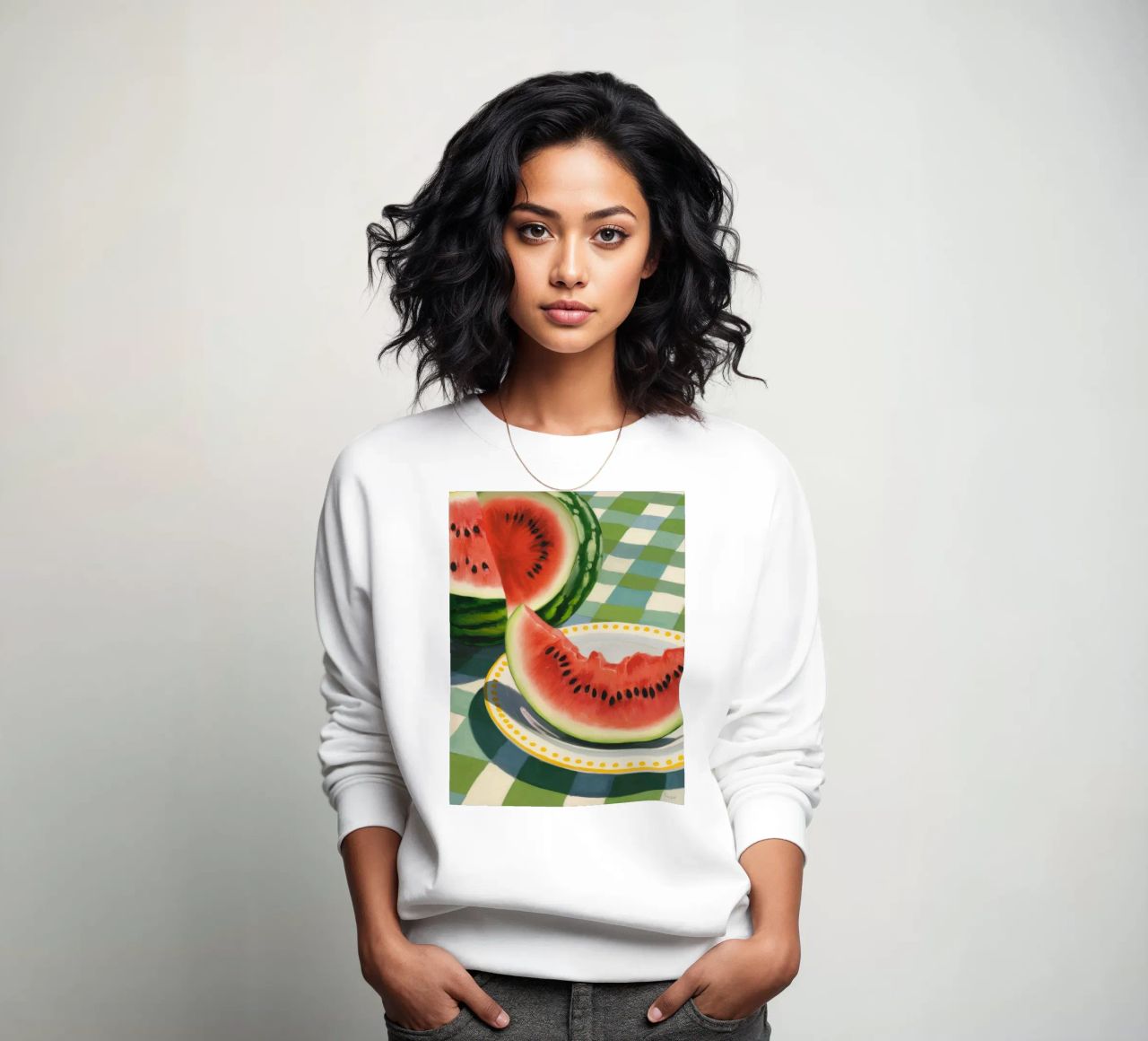 Watermelon Gingham Picnic felpa da FadeAura