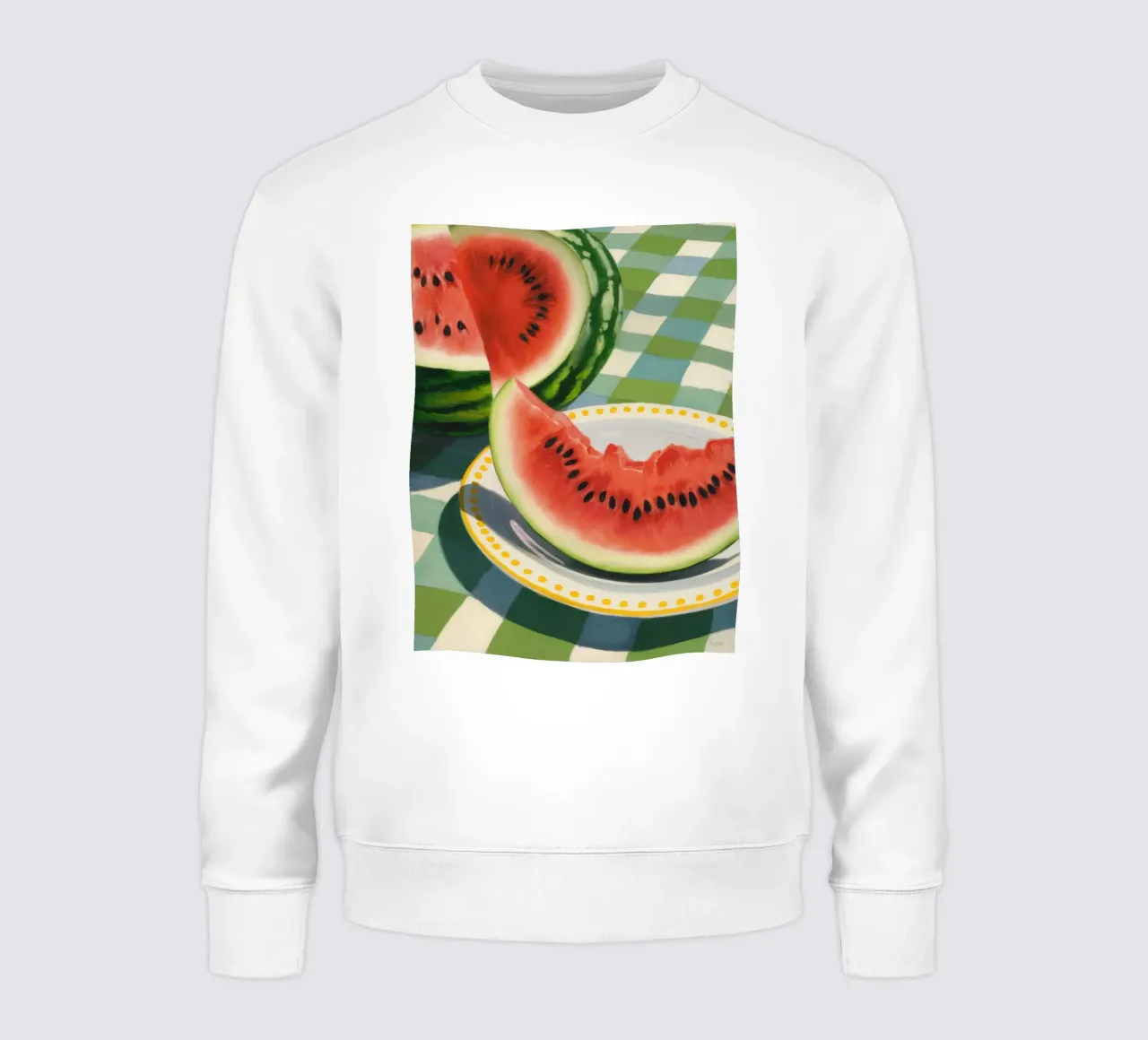 Watermelon Gingham Picnic sweatshirt by FadeAura