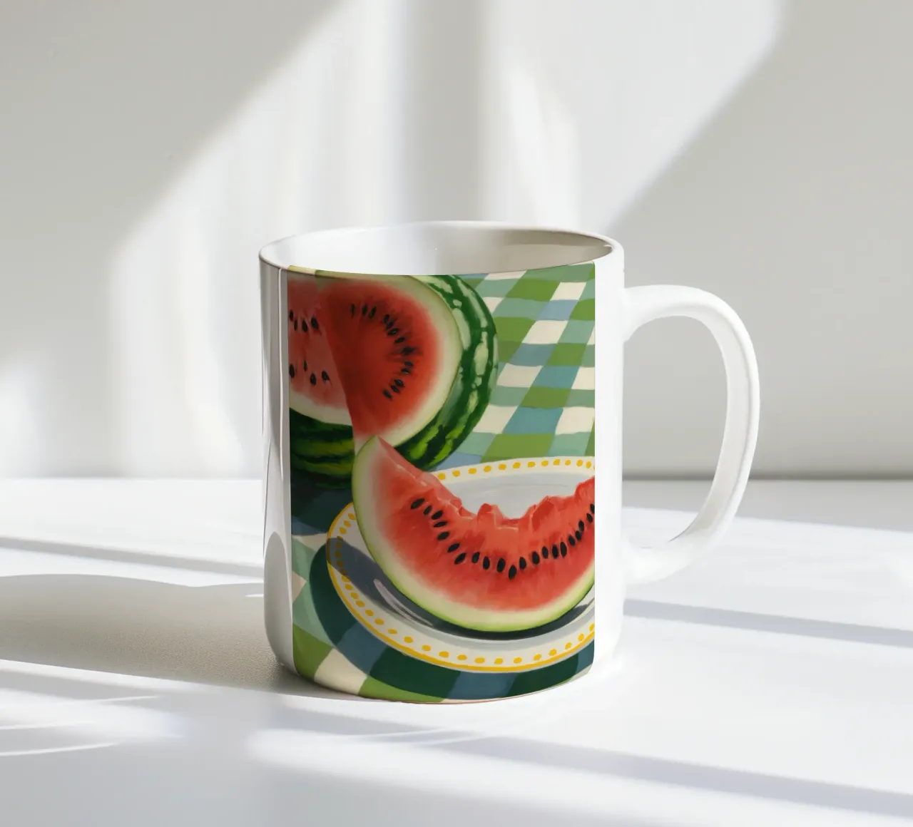 Watermelon Gingham Picnic tazza in ceramica da FadeAura
