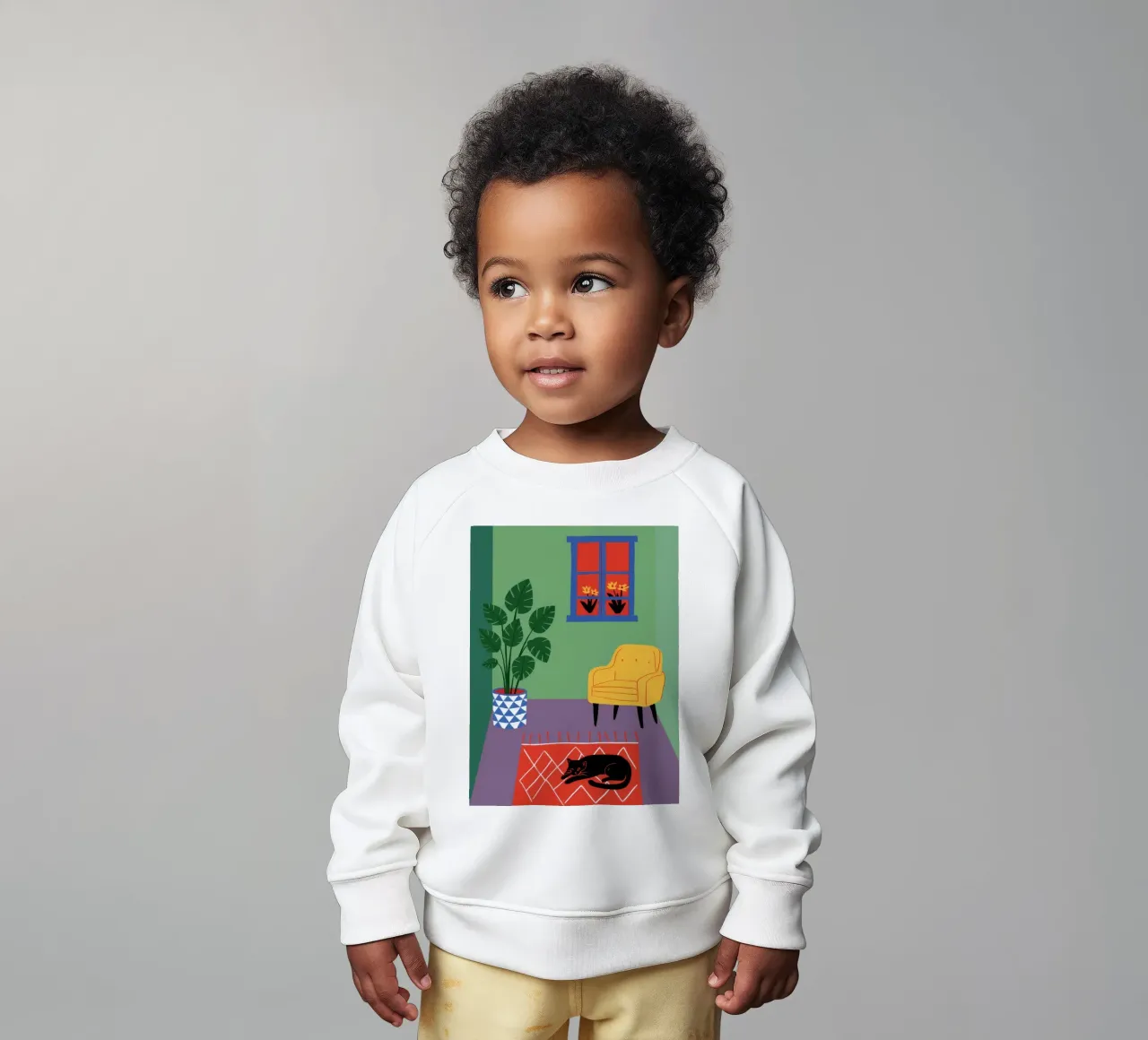 Chaise jaune Chat noir sweat pour bébé de Haven Fantasy
