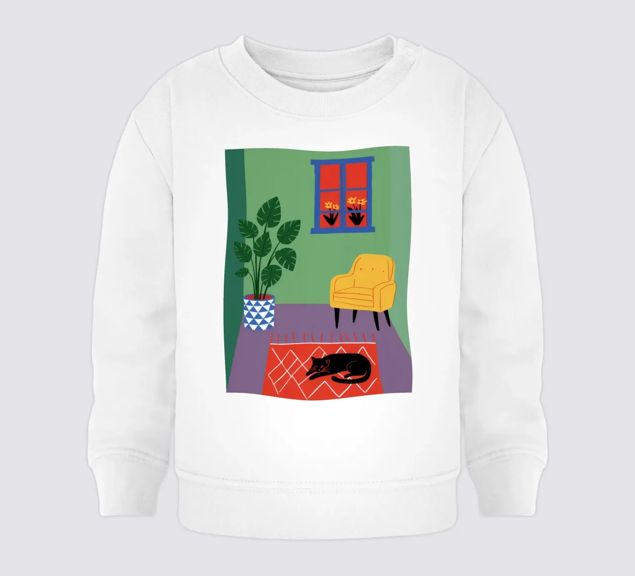 Chaise jaune Chat noir sweat pour bébé de Haven Fantasy