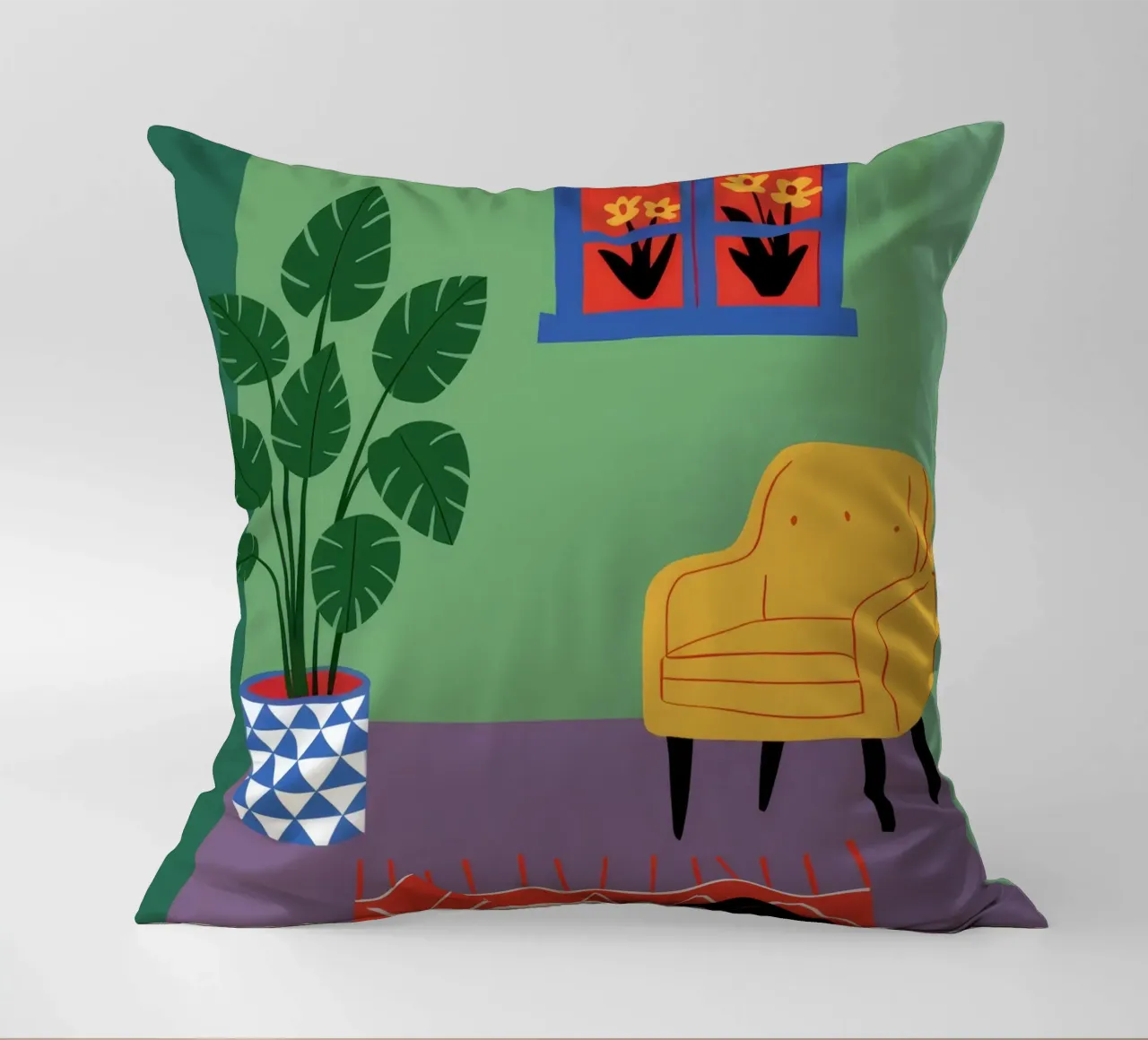 Chaise jaune Chat noir coussin de Haven Fantasy