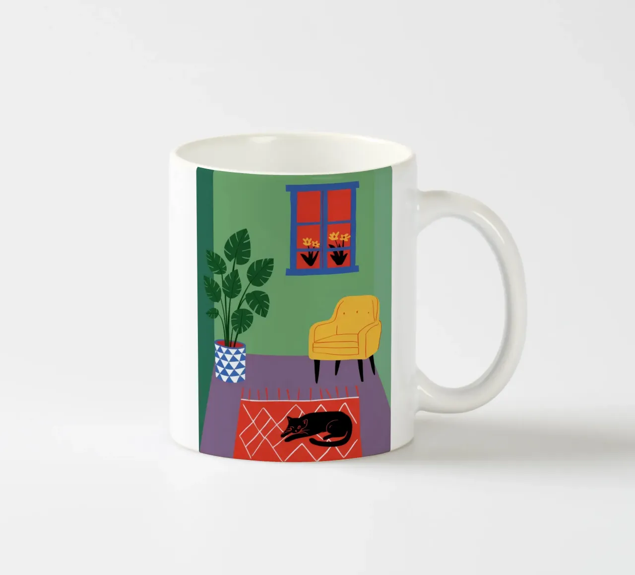 Sedia gialla Gatto nero tazza in ceramica da Haven Fantasy