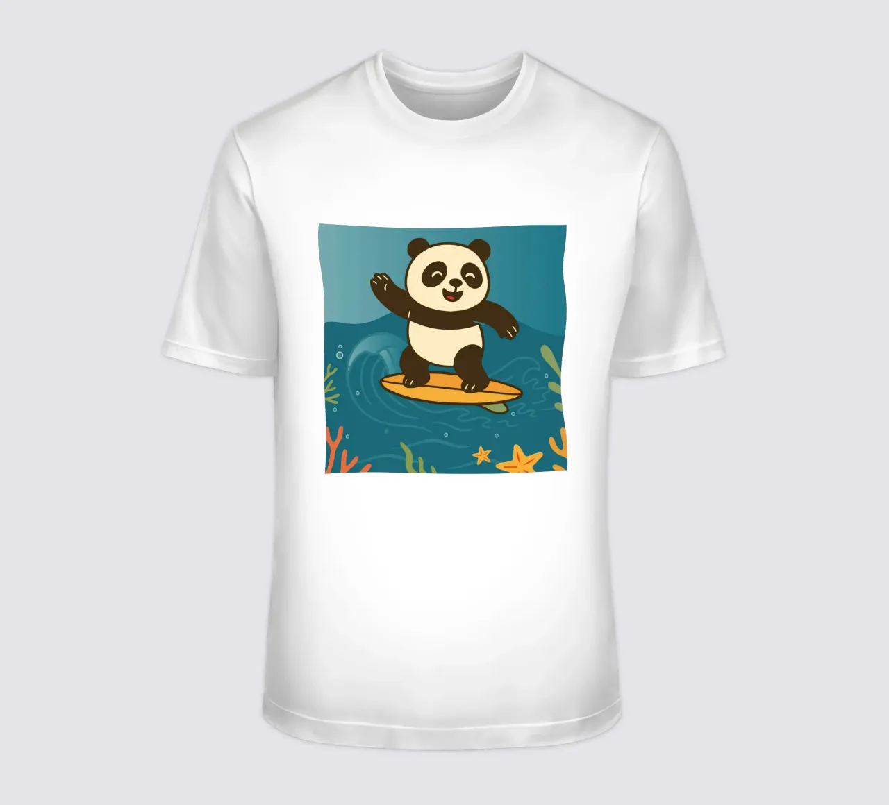 Felice panda che fa surf - illustrazione estiva t-shirt da namosh