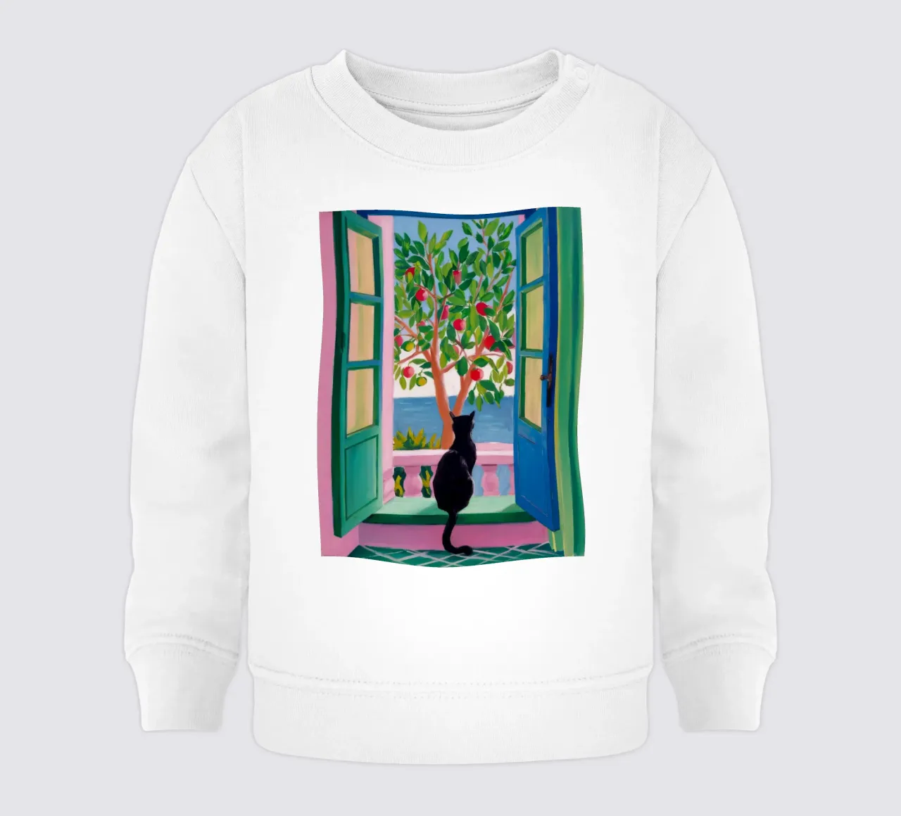 Window Cat Garden baby sweatshirt by FadeAura