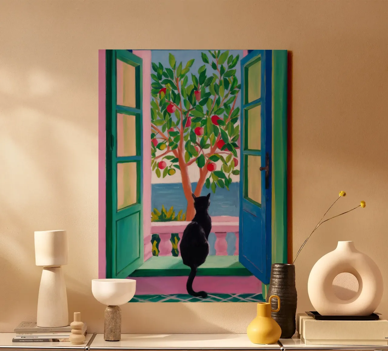 Window Cat Garden canvas by FadeAura