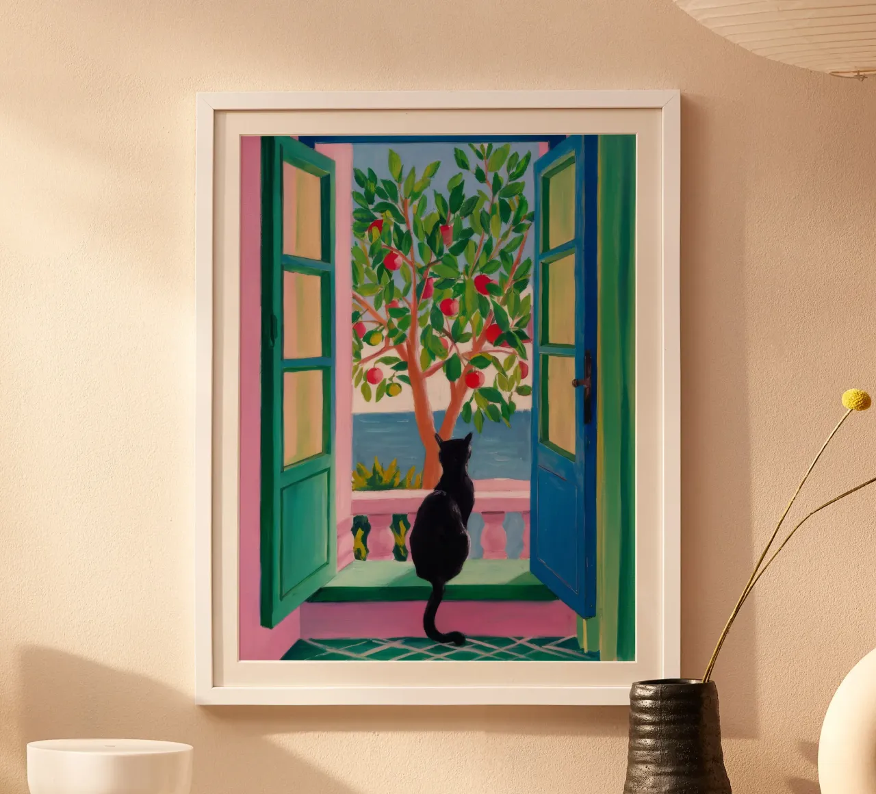 Giardino del gatto alla finestra carta hahnemühle da FadeAura