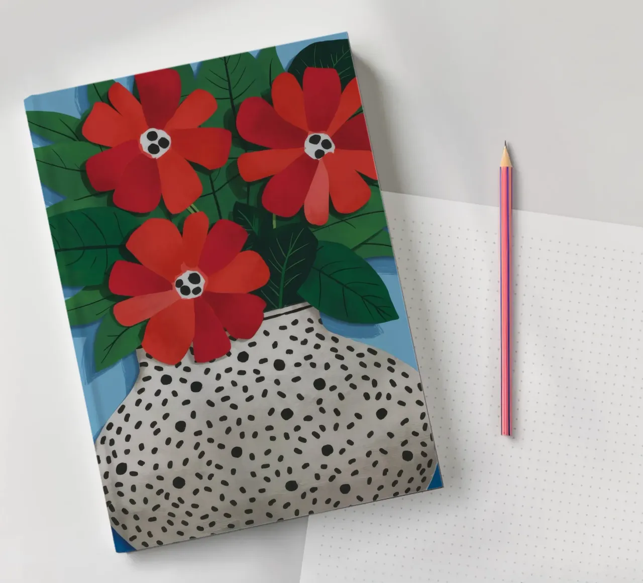 Spotted Vase Red Poppies notebook by Haven Fantasy