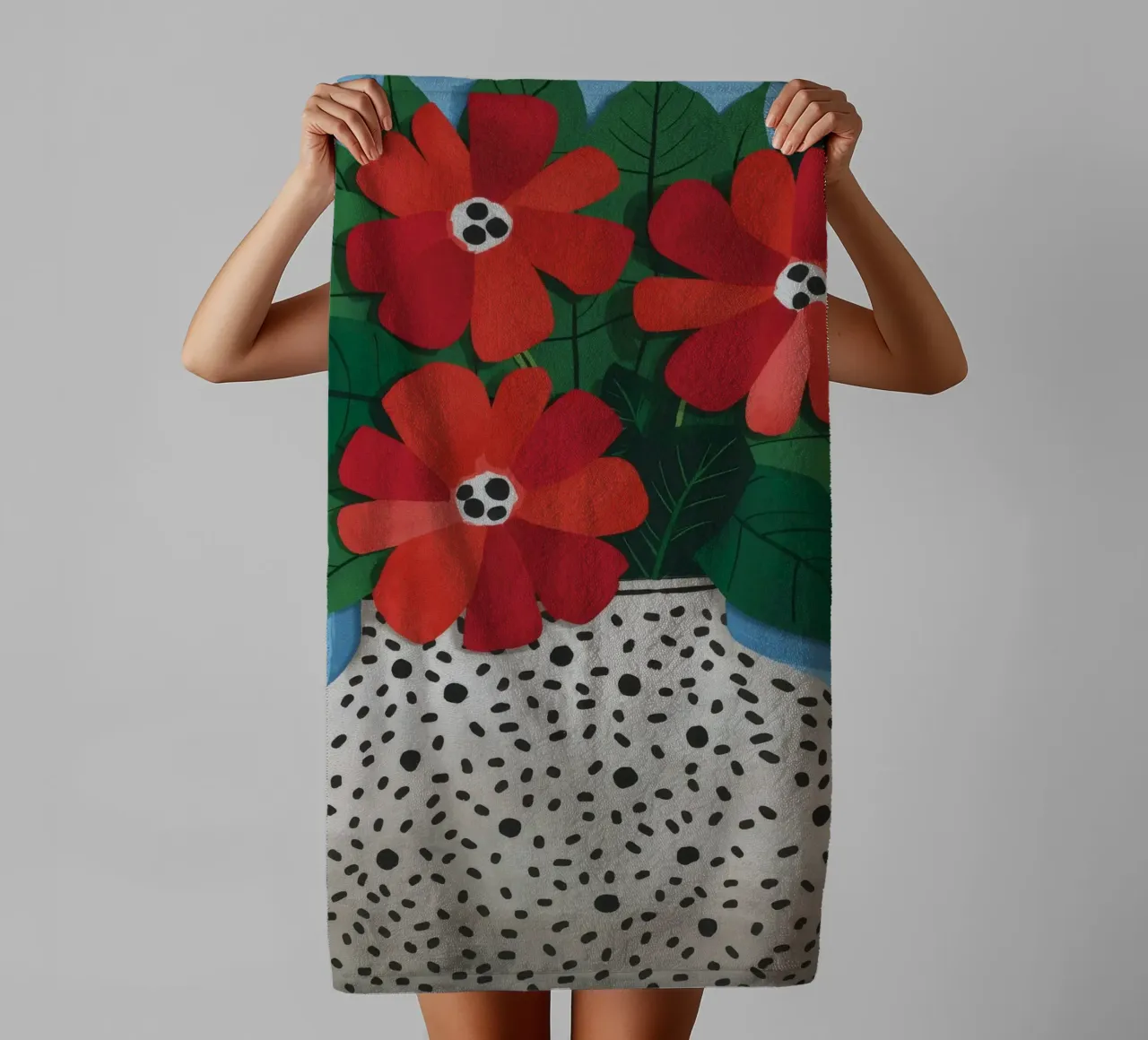 Spotted Vase Red Poppies towel by Haven Fantasy