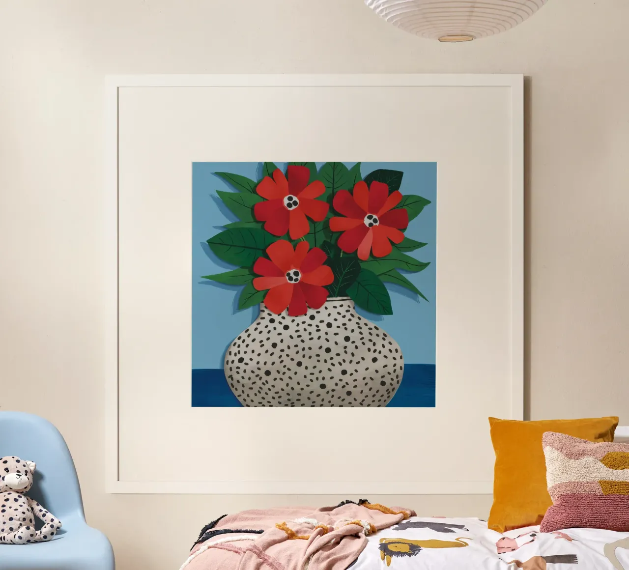 Gefleckte Vase Rote Mohnblumen Poster von Haven Fantasy
