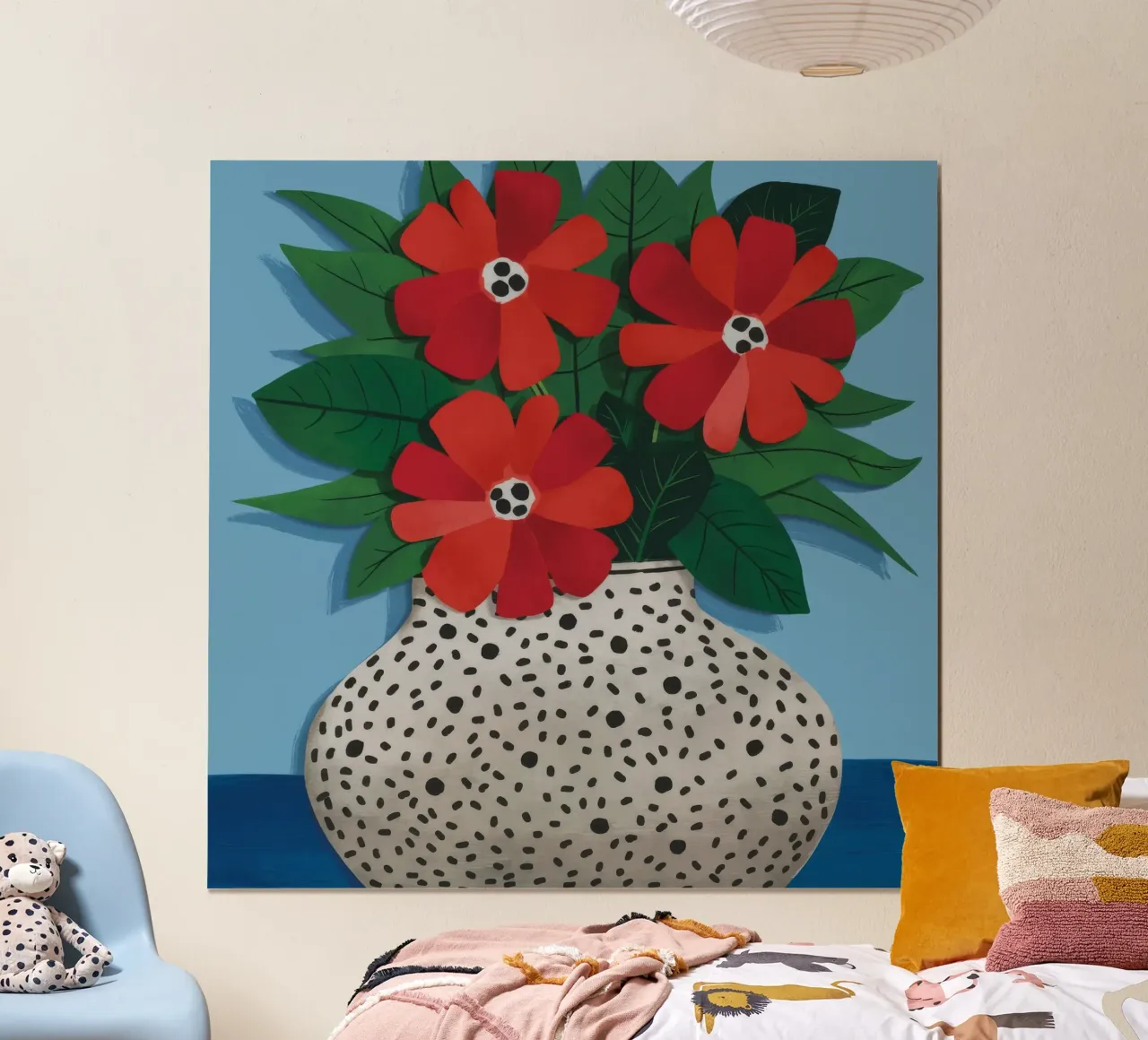 Gefleckte Vase Rote Mohnblumen Poster von Haven Fantasy