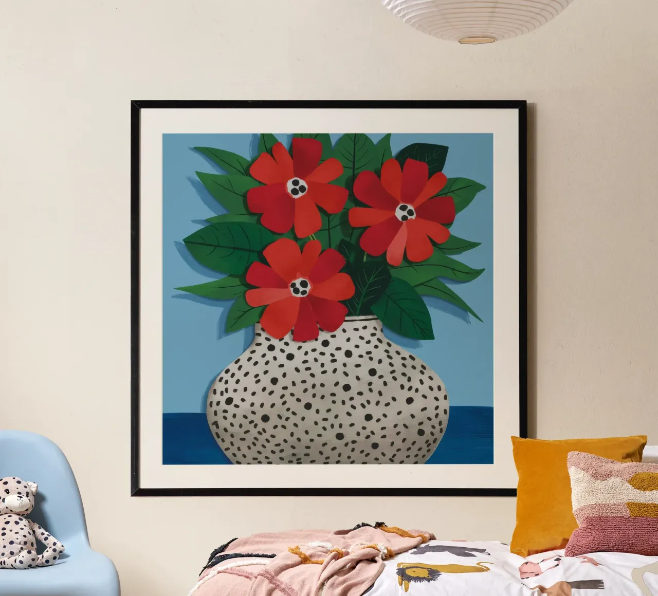 Gefleckte Vase Rote Mohnblumen Poster von Haven Fantasy