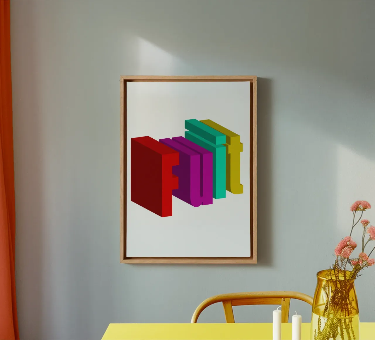 Frutta Typo Stile colorato tela con Cornice a cassetta da Urban Life