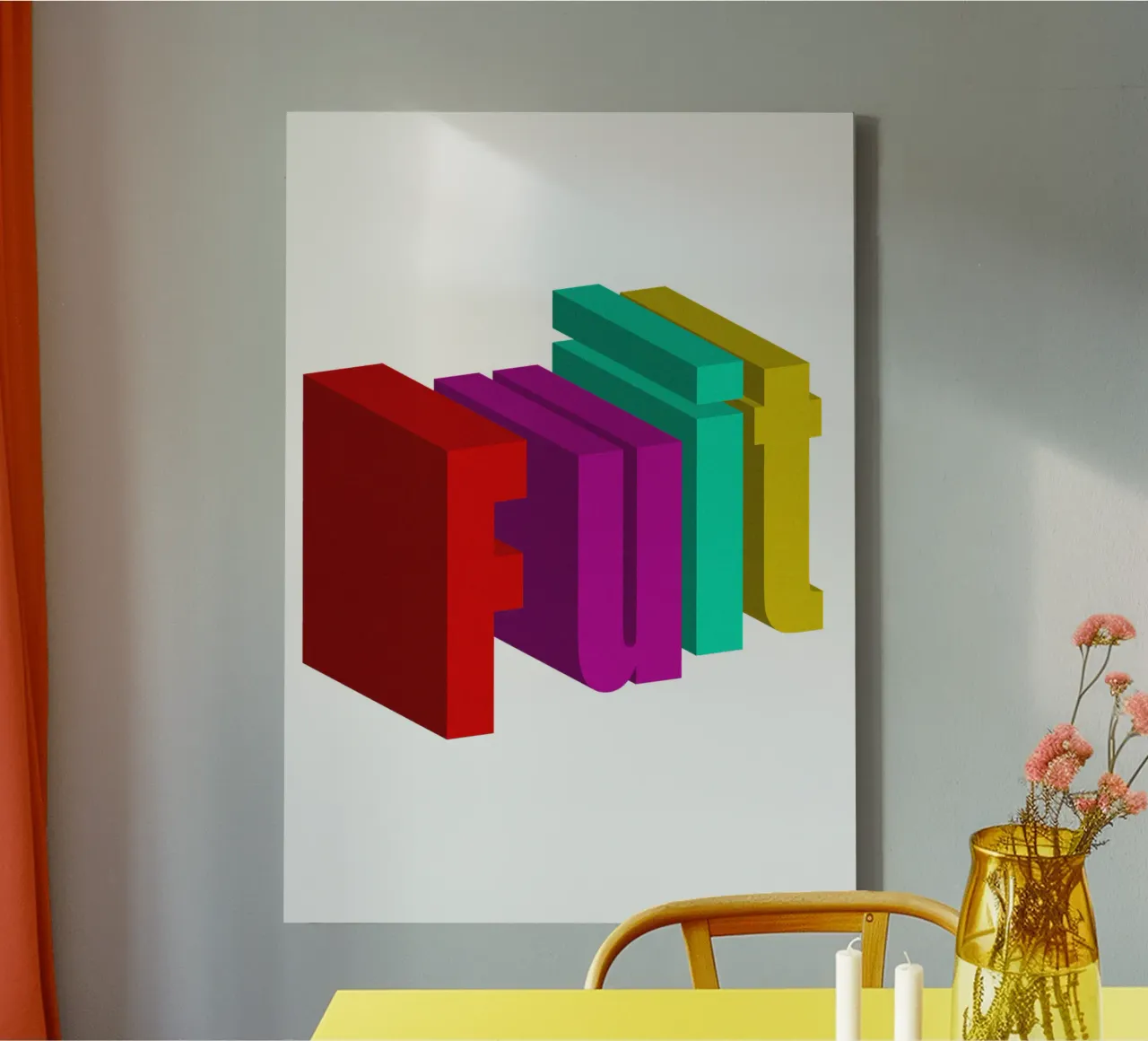 Frutta Typo Stile colorato tela con Cornice a cassetta da Urban Life