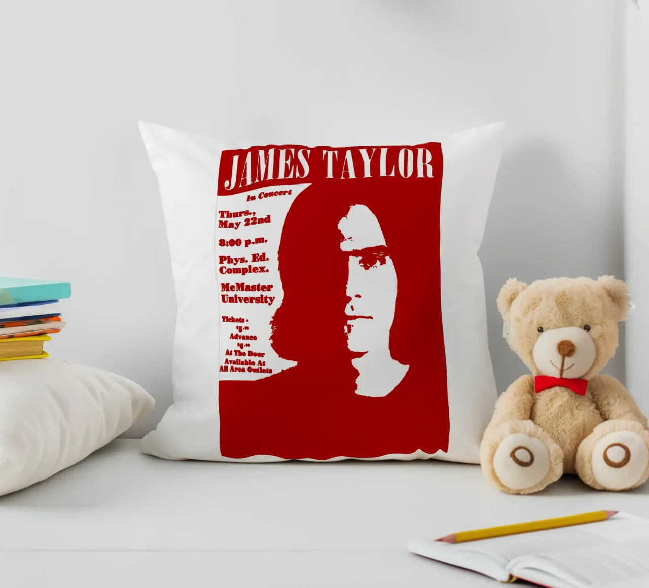 James Taylor - Singer decorative cushion by Deepness