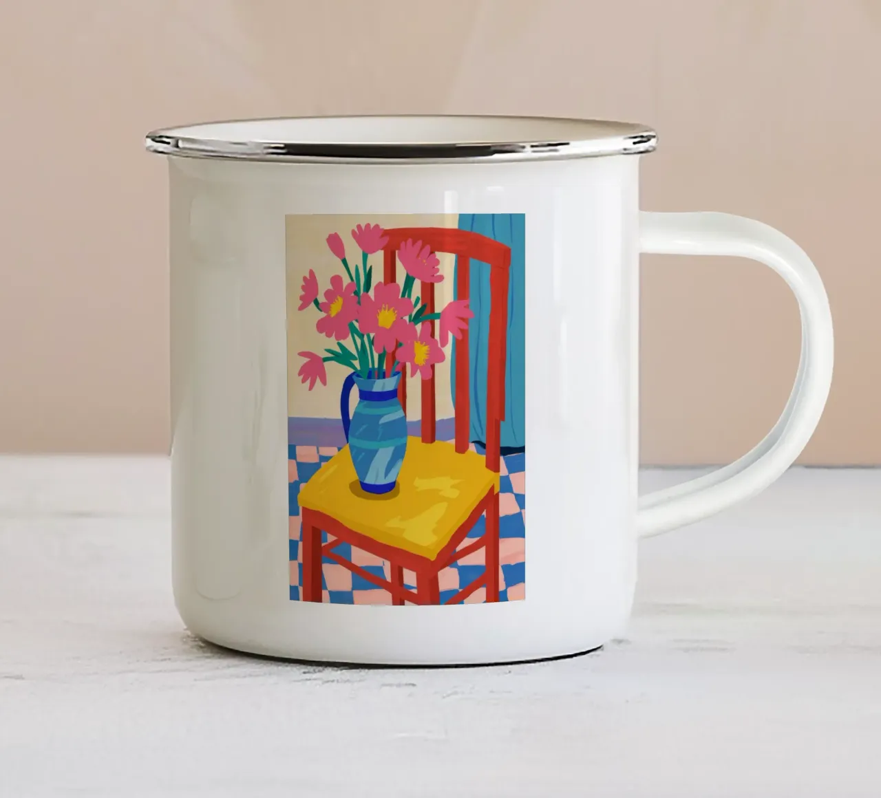 Vase bleu Table jaune mug en émail de Stone Decade