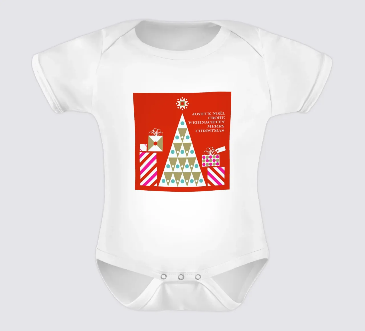 Albero con regali body neonato maniche corte da Bo Lundberg